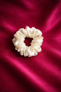 Shiny cream color premium scrunchie