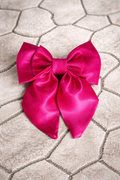 DARK PINK 2 LAYER BOW WITH TAIL
