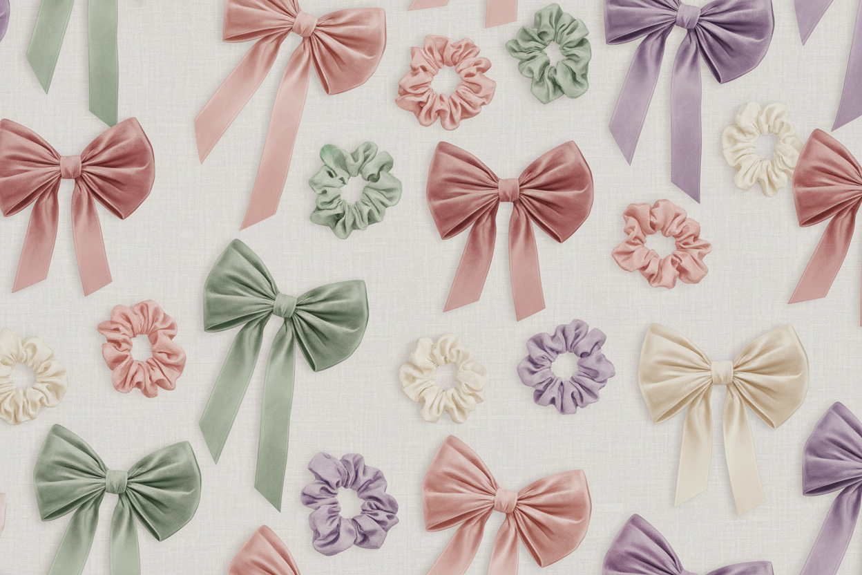 i am selling bow and scrunches, generate an image - wallpaper
