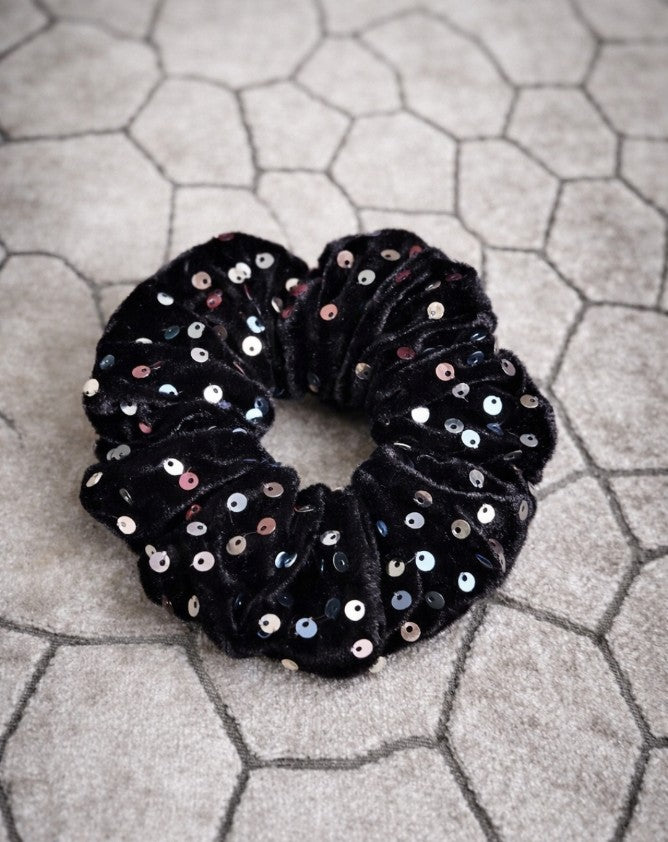 Sparkle black velvet scrunchie
