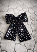 Velvety black clip bow
