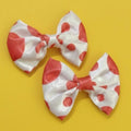 Silk Satin Polka Dots Bow Hair Clips(red and white) pack of 2